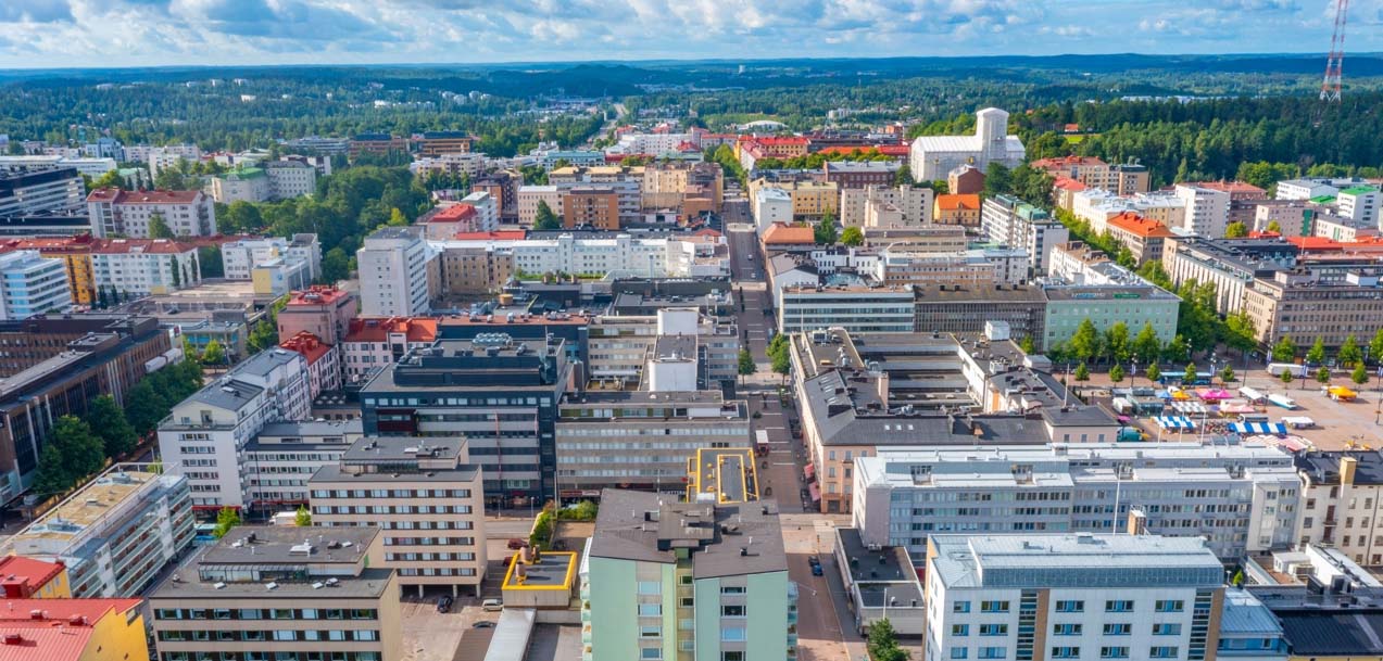 Ilmakuva Lahden kerrostaloista