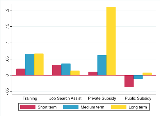 Figure 2: Average program effects by program type and time horizon
